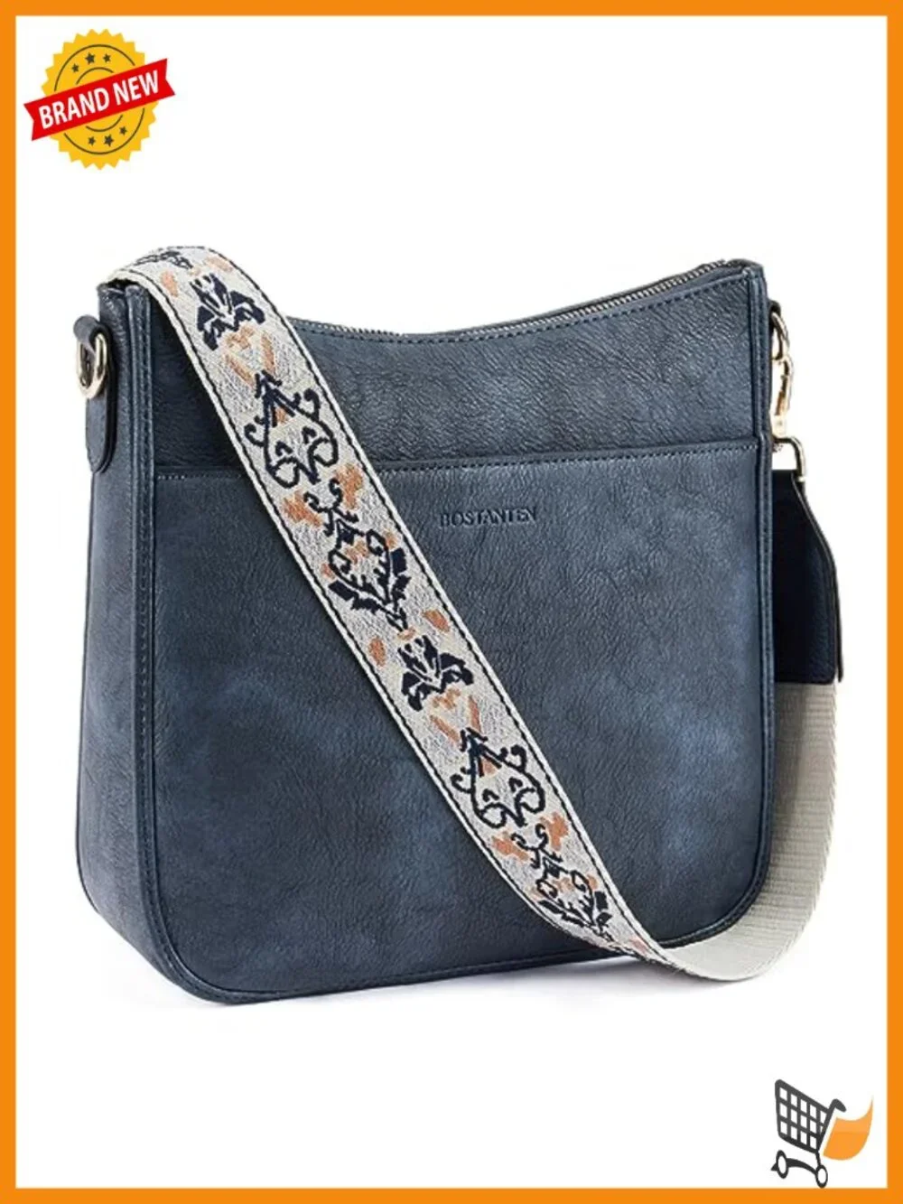 Vegan Leather Crossbody Hobo Bag Wide Strap